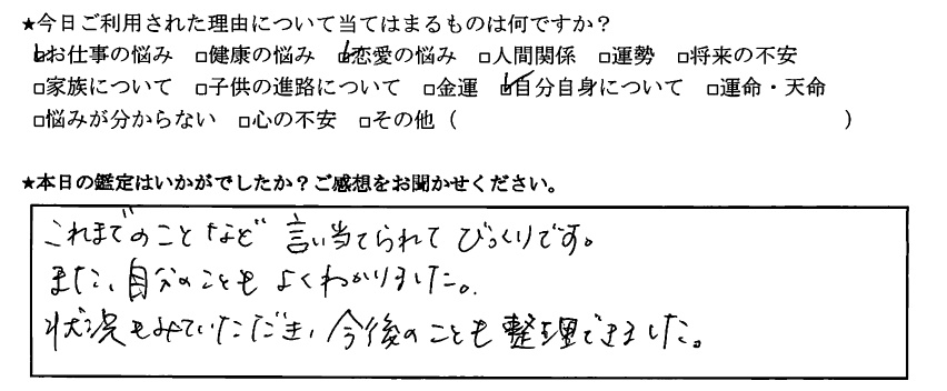 下北沢占いサロンTAO感想、仕事、恋愛の悩み、自分自身について