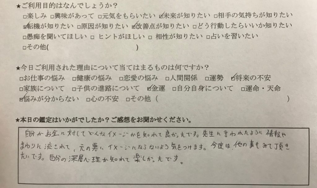 世田谷区 占い 将来の不安 金運